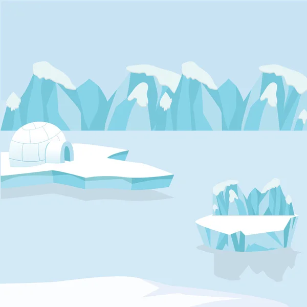 Arctic Iceberg Bergen Sneeuw — Stockvector