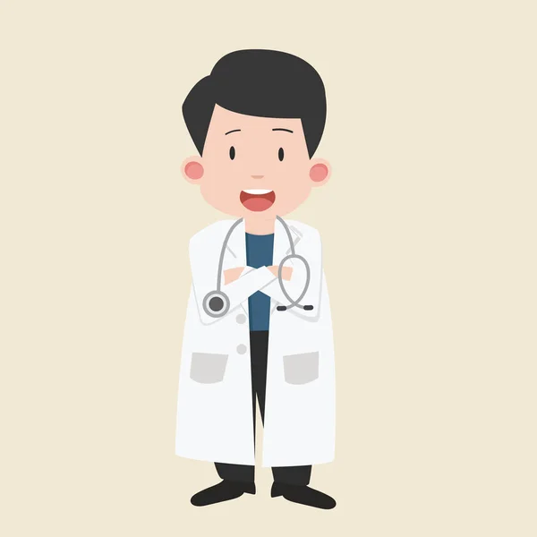 Kind Junge Arzt Karikatur — Stockvektor