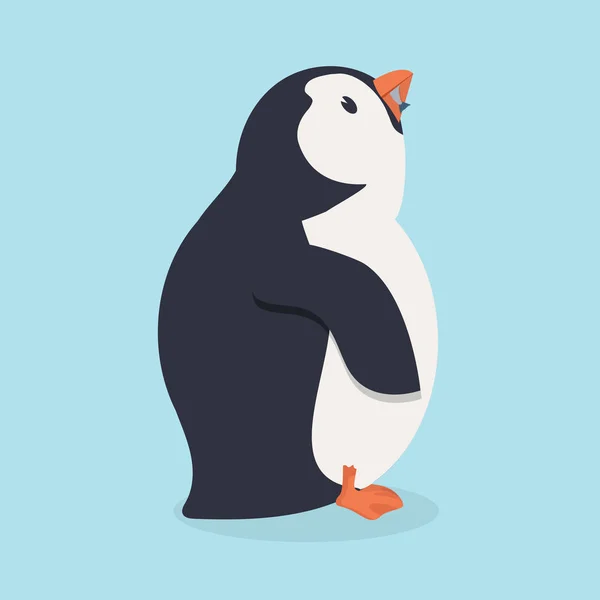Pingvin Fågel Äter Fisk — Stock vektor