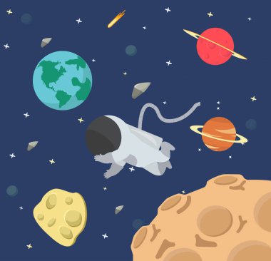 Astronot uzay düz tasarım