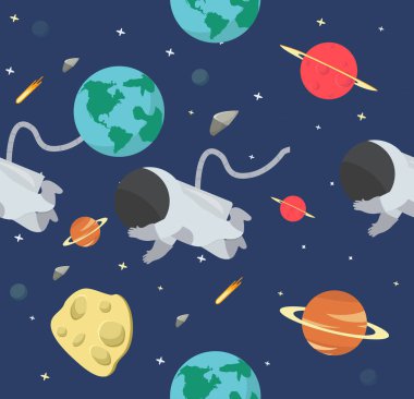 Astronot uzay düz tasarım desen