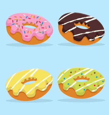 Renkli Donut vektör set