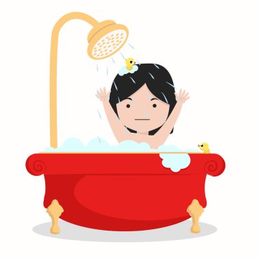 küçük kız karakter banyoda