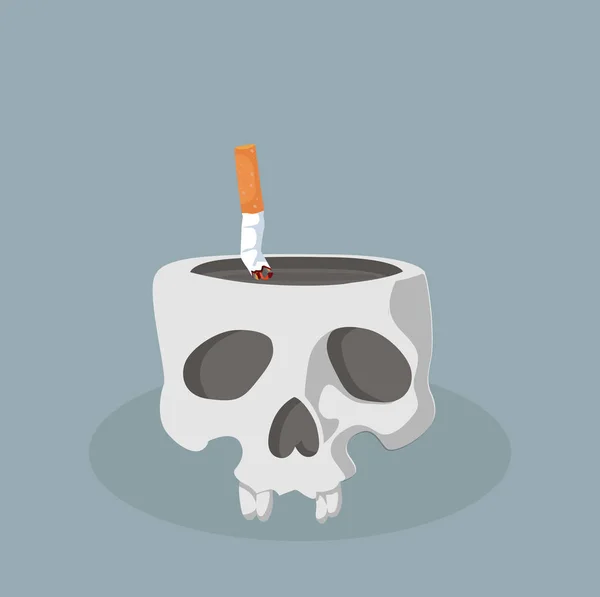 Crânio Com Vetor Bunda Cigarro —  Vetores de Stock