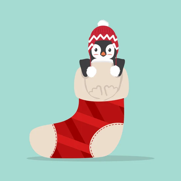 Cute Pingwina Zimowe Skarpety — Wektor stockowy
