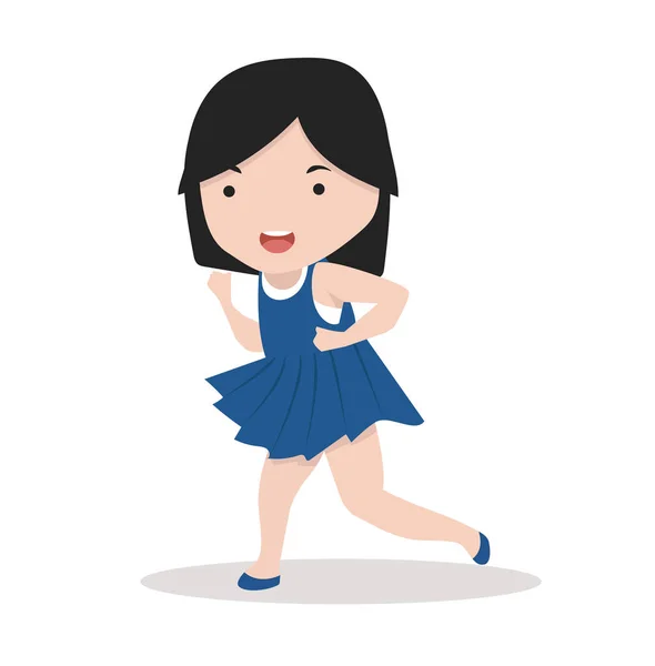 Pequeña Chica Trotando Maratón — Vector de stock