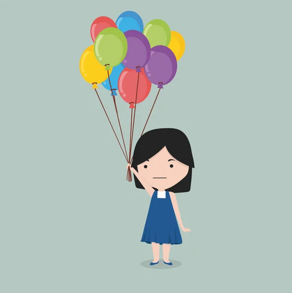 小女孩抱气球 — 图库矢量图片