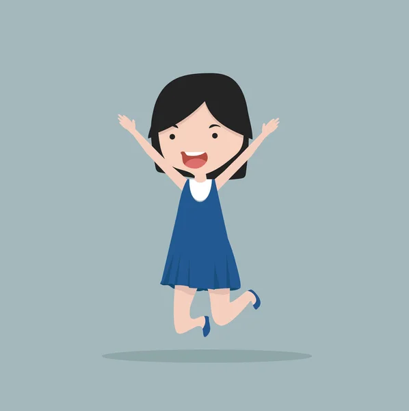 Niña Pequeña Saltando Riendo — Vector de stock