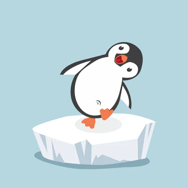 在浮冰上的有趣的企鹅 — 图库矢量图片