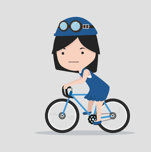 Niña Pequeña Con Una Bicicleta — Vector de stock