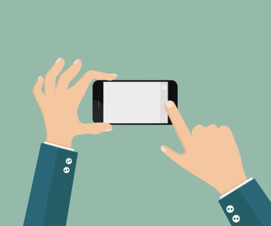 Elini tut telefon ve dokunmatik fotoğraf