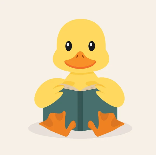 Duckl Reading Vecteur Livre — Image vectorielle