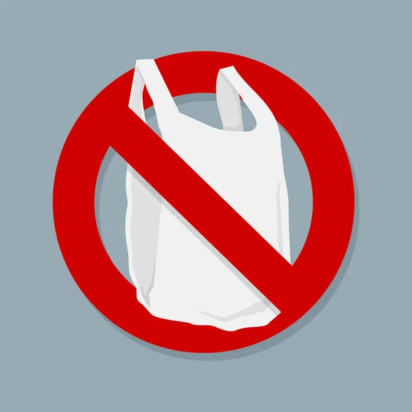 Δεν Πλαστικές Σακούλες Σημάδι Απομονωμένες — Διανυσματικό Αρχείο