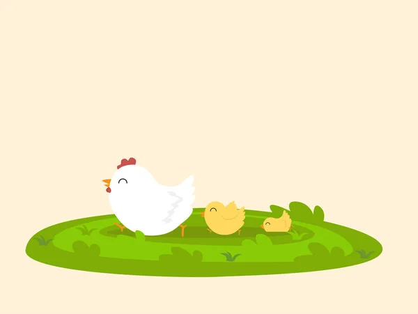 在草地上的鸡家庭 — 图库矢量图片