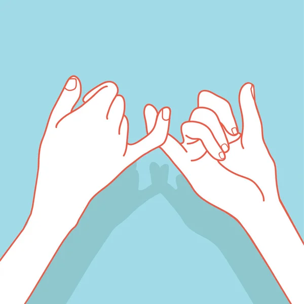 Serçe Parmağı Sözü Eller Turuncu Hat Kavramı — Stok Vektör
