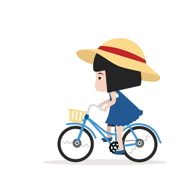 Petite Fille Monter Vélo — Image vectorielle