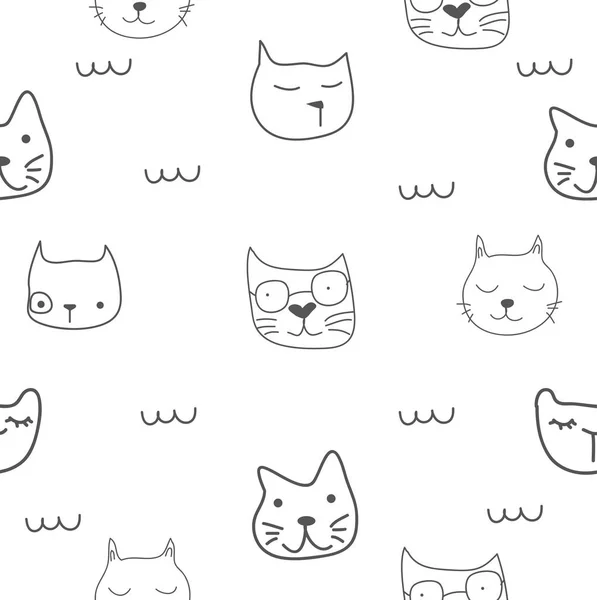 Motif Chat Visage Sans Couture — Image vectorielle