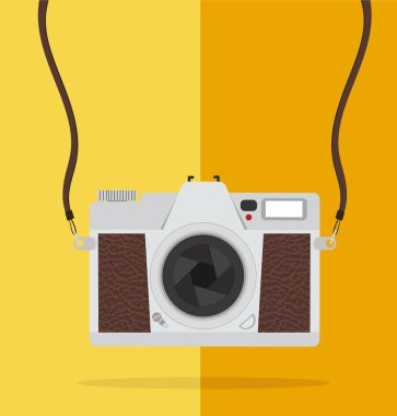 Düz stil vintage fotoğraf makinesi Pop Art