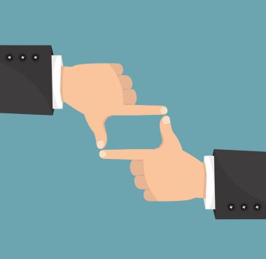 Eller işadamı çerçeve kompozisyonu