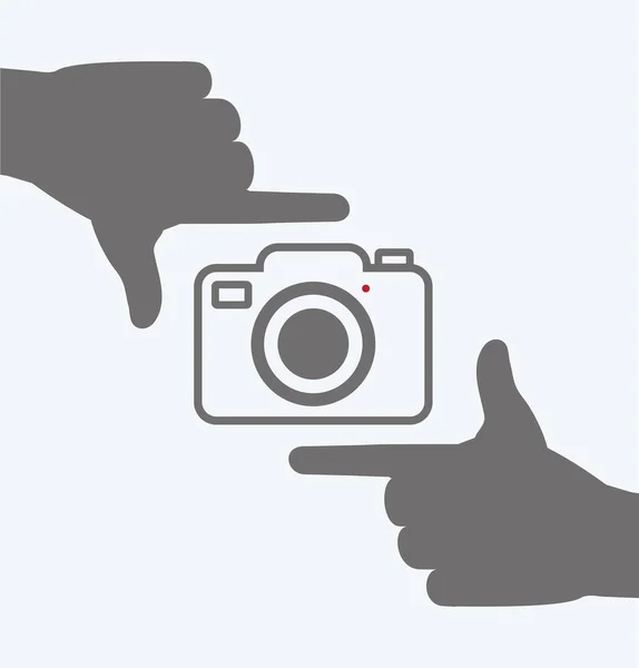 Ícone Câmera Com Composição Quadro Das Mãos —  Vetores de Stock