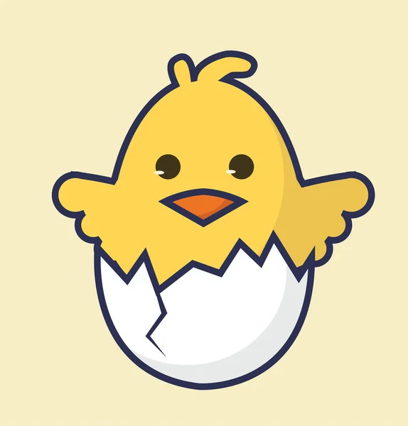 逗人喜爱的小鸡在蛋 — 图库矢量图片