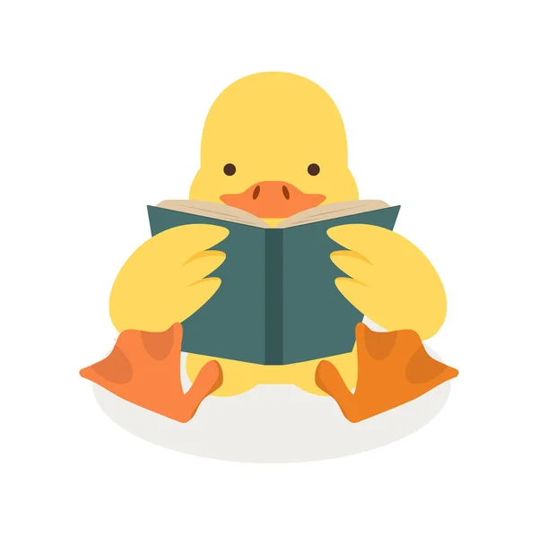 Ente Liest Einen Buchvektor — Stockvektor