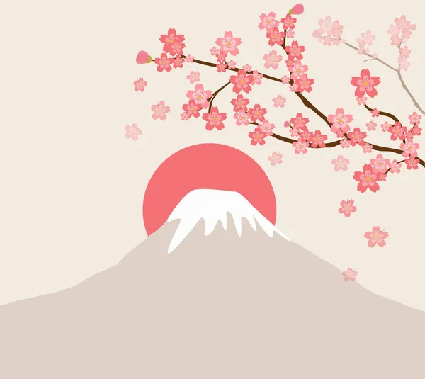 Cseresznye Virágzás Mount Fuji — Stock Vector