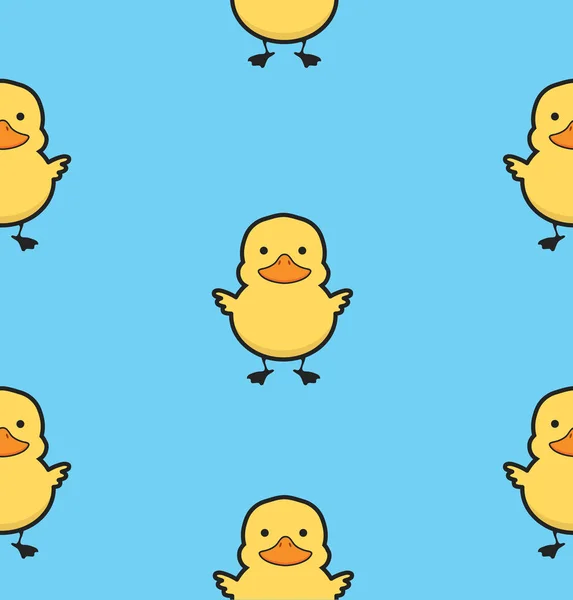 Mignon Jaune Canard Même Motif — Image vectorielle