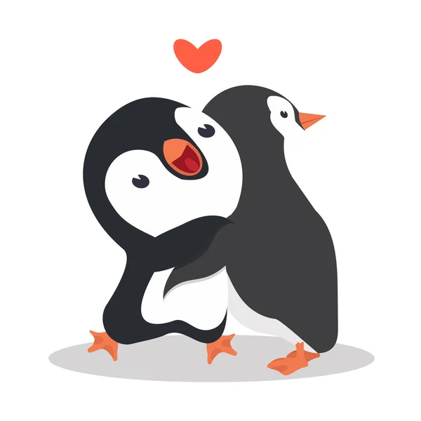 可爱的企鹅情侣拥抱 — 图库矢量图片