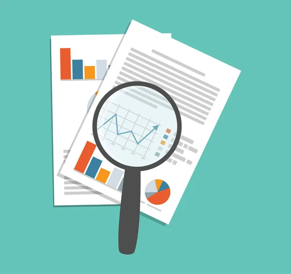 Magnifying Glass Data Analysis Vector — Stock Vector