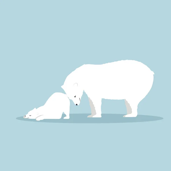 Urso Polar Com Vetor Filhote — Vetor de Stock