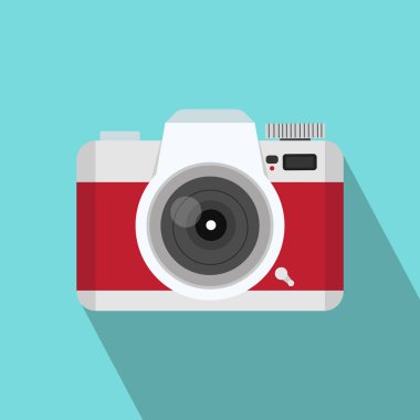 Kırmızı kamera düz stil uzun gölge ile