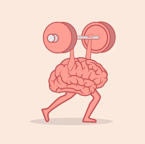 Brain Lifting Weights Head — Stock Vector