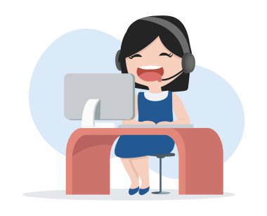 Ofiste çalışan çağrı merkezi operatörü kız