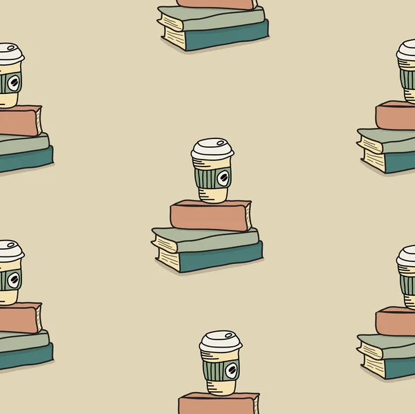 Kitap Desenli Çizim Doodle Kahve — Stok Vektör
