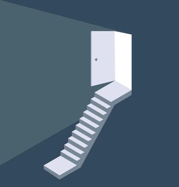 Licht Aus Dem Treppenhaus Konzept Der Offenen Tür — Stockvektor