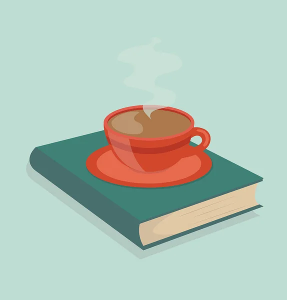 Café Quente Com Livro —  Vetores de Stock