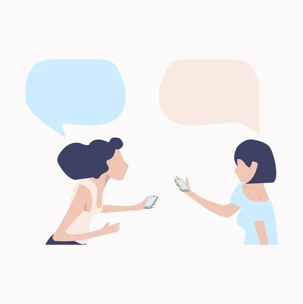 Womans Talk Mobile Speech Bubbles — Stock Vector