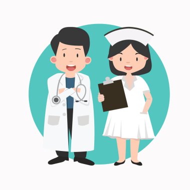 Hemşire ve doktor vektör çizim