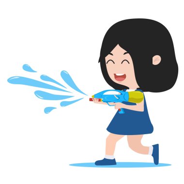 karikatür kız silah tutmak su