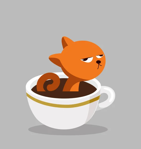 黒猫と黒のコーヒーカップ — ストックベクタ