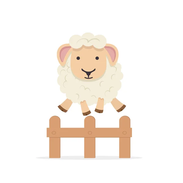Sheep Jumping Fence — Stock Vector