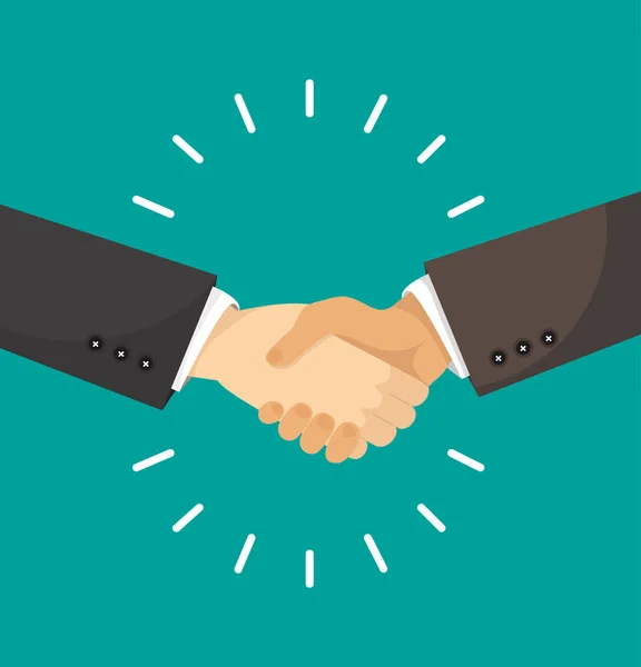 Business Mans Handshake Vector Platte Stijl — Stockvector