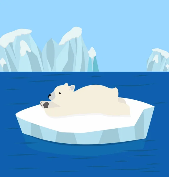 Oso Polar Dormir Polo Norte Ártico — Vector de stock