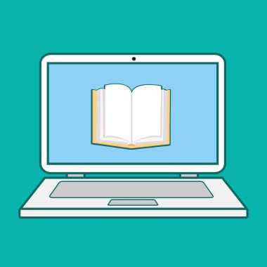 e-öğrenme dizüstü bilgisayar kavramı anahat vektör simgesi
