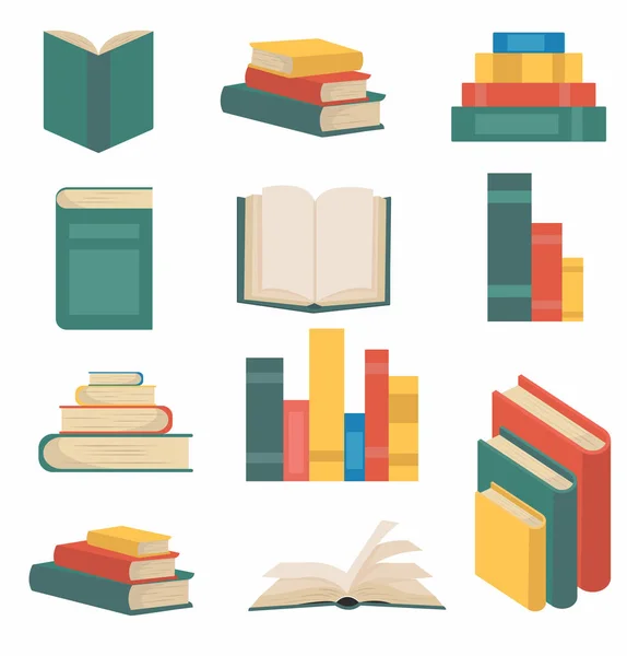 Stack Books Flat Design Collection — Stock Vector