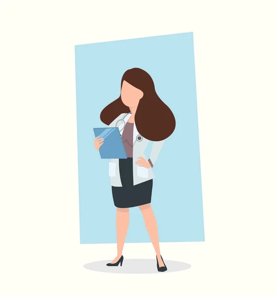 Woman Doctor Holding Clipboard Vector — 스톡 벡터
