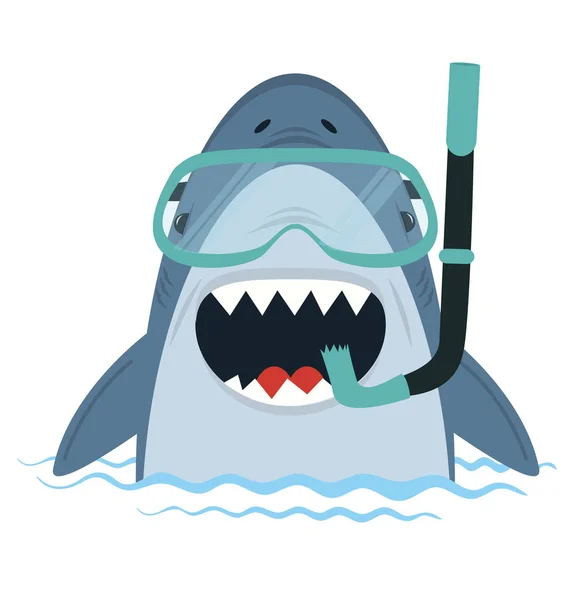 White Shark Diving Equipment Vector Water — Stock Vector