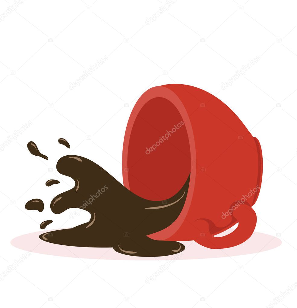 Hot Spilled coffee red cup vector