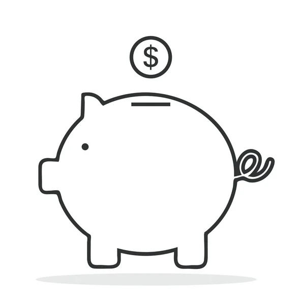 Piggy Bank Contorno Icono Vector — Vector de stock